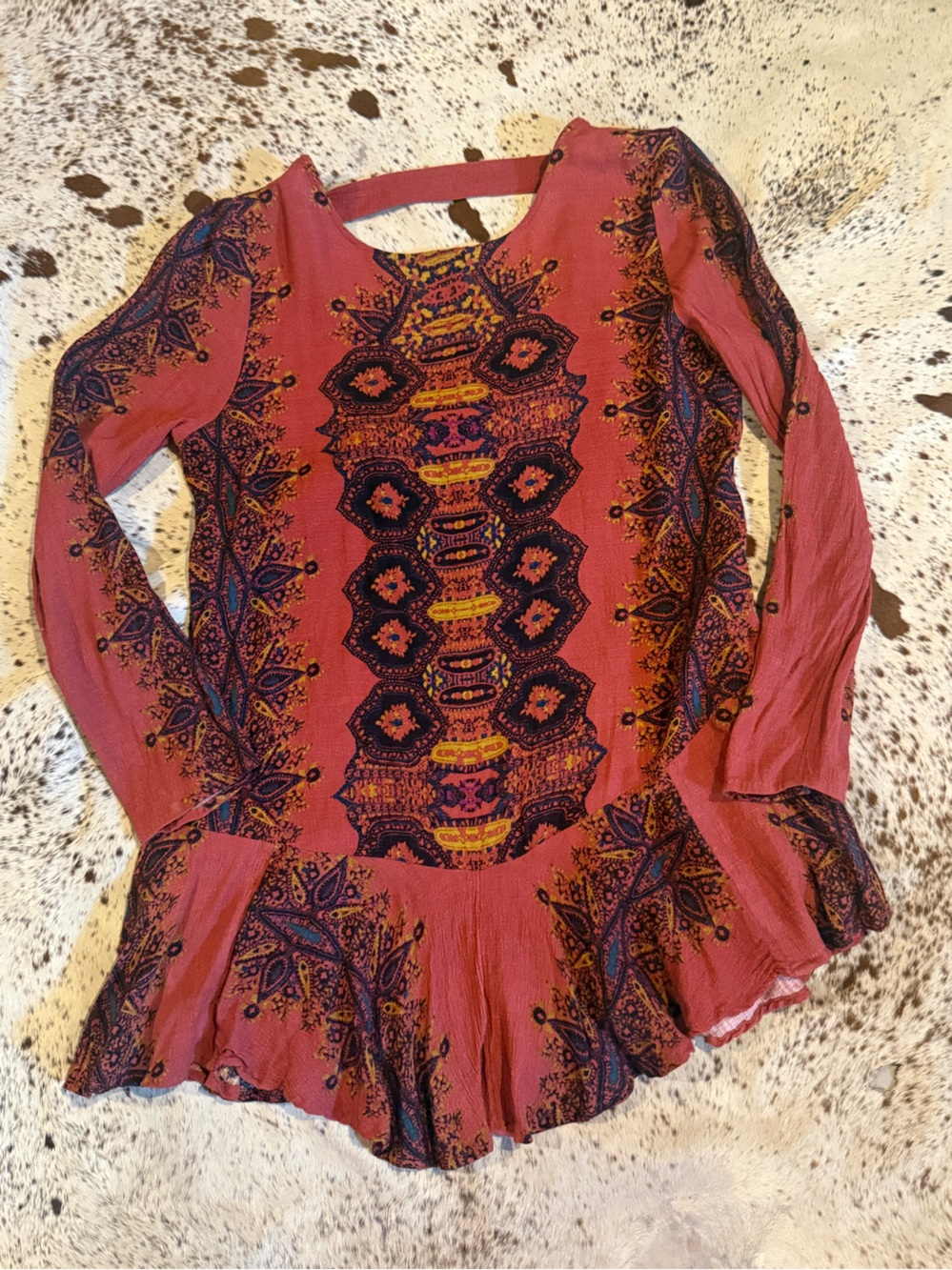 Free People Boho Festival Western Printed Mini Dress or Tunic